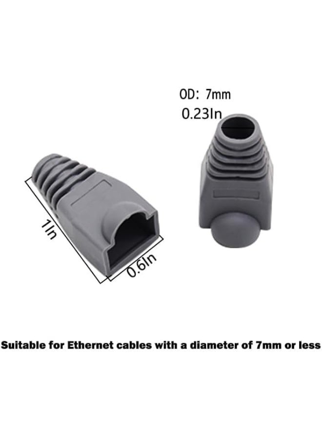 Poaker Ethernet RJ45 Cable Connector Boots – Silicone Strain Relief Covers for CAT5, CAT5E, CAT6, CAT6E Cables – Flexible Protective Boots for Networking & Data Application (25, GREY) - Image 2