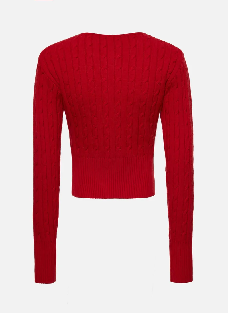 Lichi Cropped cable-knit cardigan