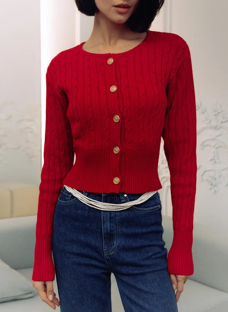 Lichi Cropped cable-knit cardigan