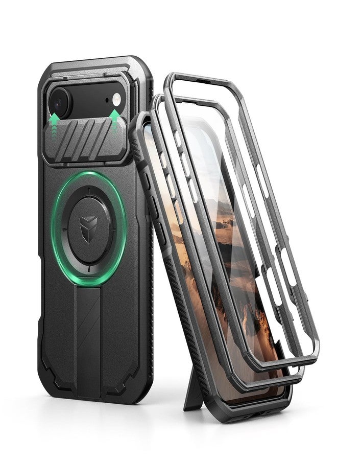 Dexnor for iPhone Air Case with Slide Camera Cover & Adjustable Kickstand & Built-in Screen Protector, Compatible with MagSafe, Rugged Bumper Cases Heavy-duty Magnetic Protective Cover, Black - Image 1