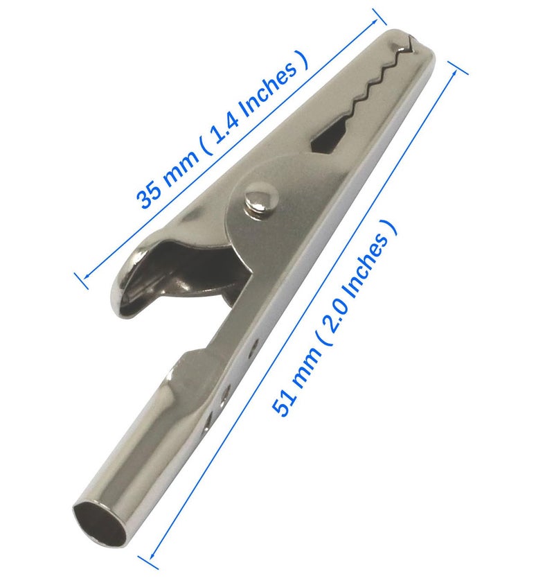 iexcell 100 Pcs 2 Inches / 51 mm Steel Alligator Clips Crocodile Clamps, Silver Tone Nickel Plated, Come in a Plastic Case - Image 4