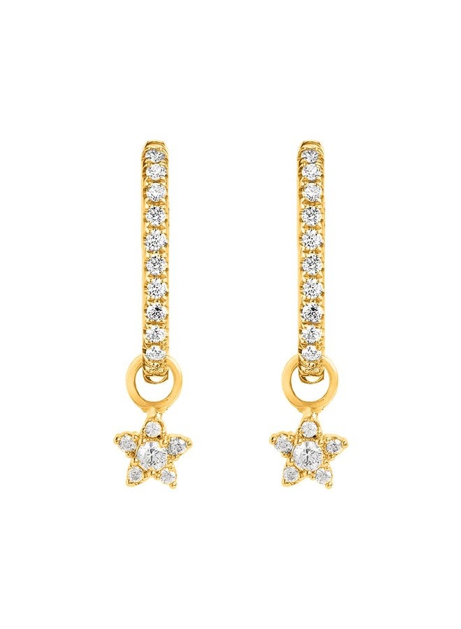 MINUTIAE Stylish CZ Star Dangle Tiny Small Hoop Earrings for Women Girls (Gold) - Image 1