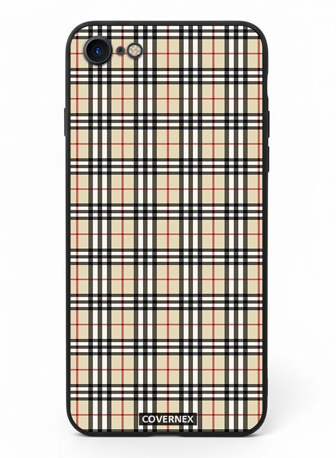 Covernex Apple iPhone 8 Protective Case Cover Printed Featuring Classic Neutral Plaid Pattern - Image 2