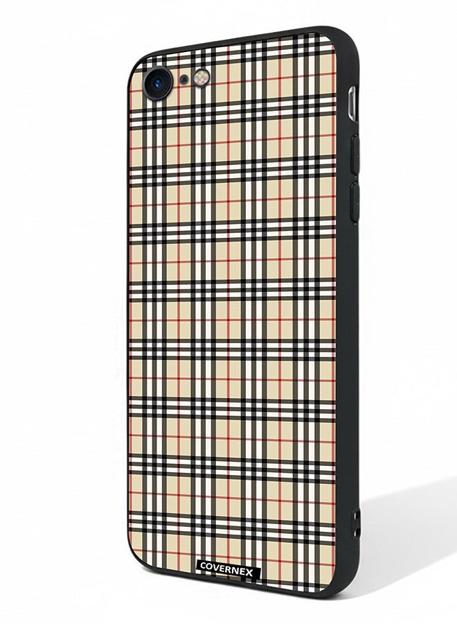 Covernex Apple iPhone 8 Protective Case Cover Printed Featuring Classic Neutral Plaid Pattern - Image 1