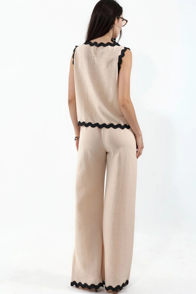 Jennyfer Color Block Linen Tunic And Wide-Leg Trousers Set - Image 3