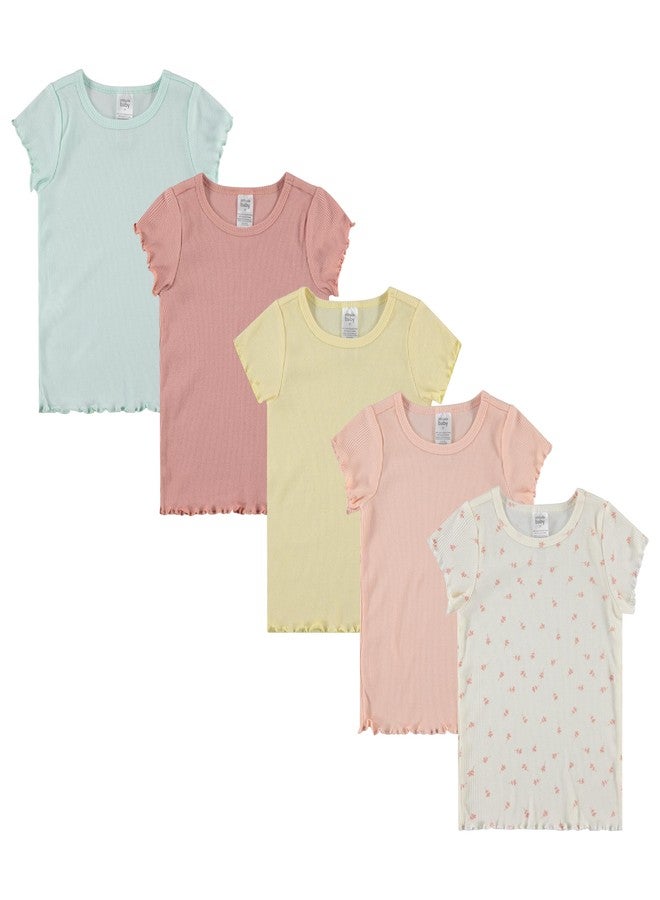 Cudlie 5-Pack Toddler/Baby Girl Short Sleeve Tops - Premium Quality Shirt Tops for Lightweight Comfort and Style. - Image 1