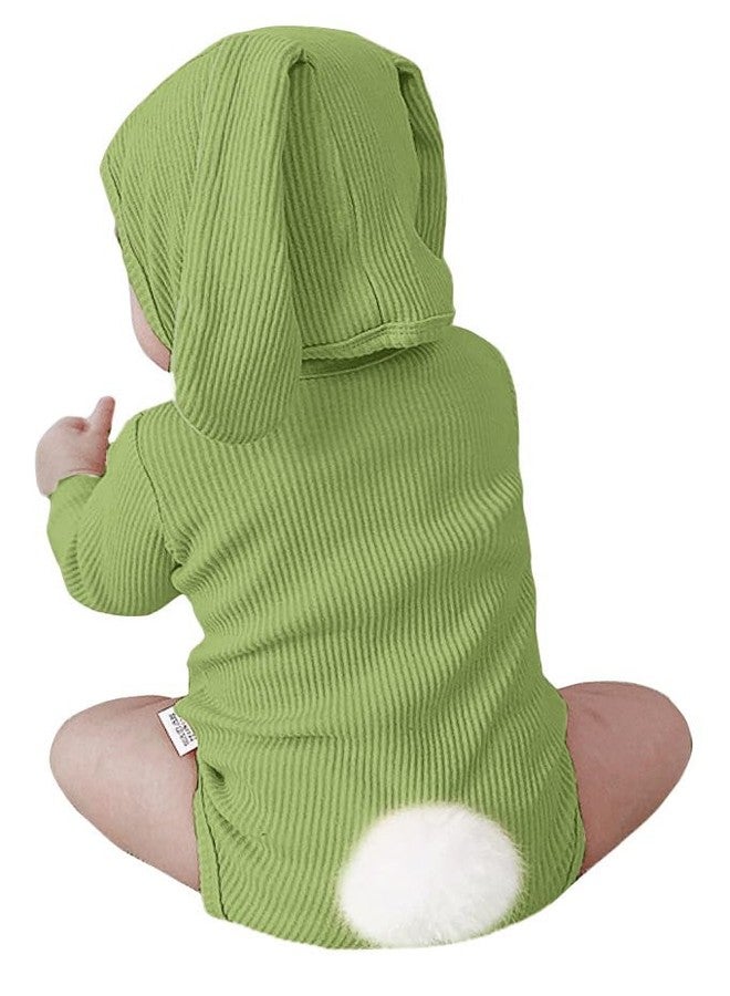 AGQT Baby Boys 1st Easter Outfit Set Long Sleeve Halloween Bunny Costume Mardi Gras Carnival 3pcs Bunny Ear Romper Baby Girls Animal Clothes Green Size 12-18 Months - Image 2