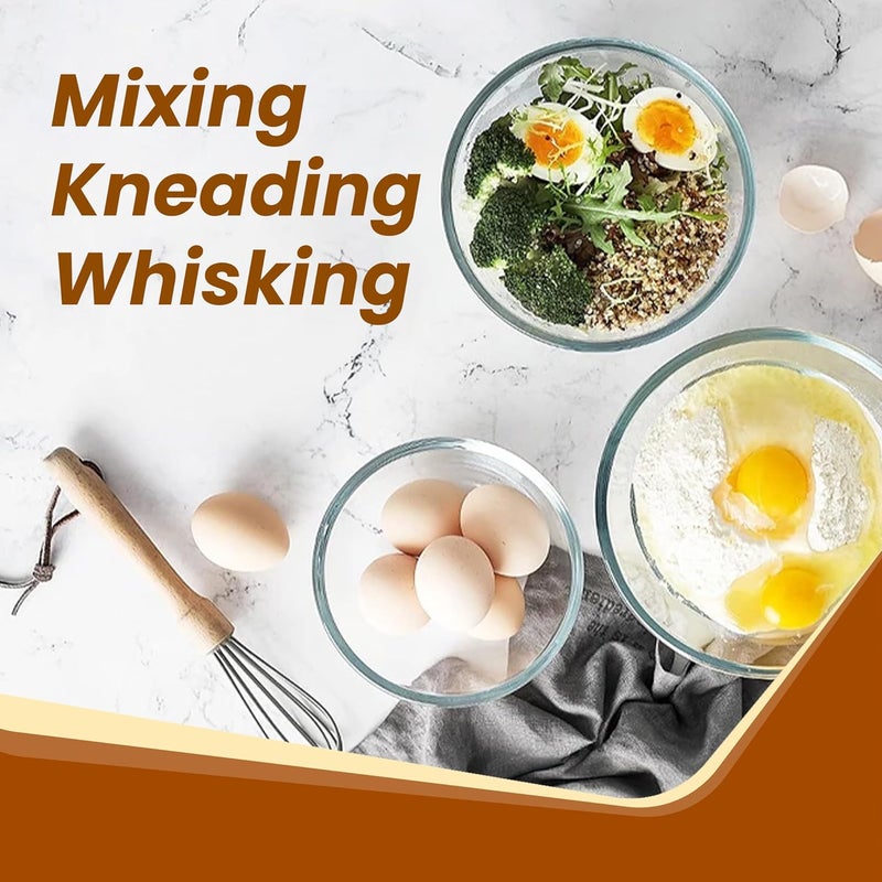 AGARO Borosilicate Glass Mixing Bowl with Lid, 3 Pcs Set (500ml, 800ml &1600ml), Serving Bowl, Kitchen, Oven & Microwave, Dishwasher and Freezer Safe, Scratch Resistant, Round, Transparent - Image 3