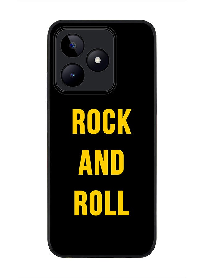 Stylizedd Rugged Black edge case for Realme C53, Slim fit Soft Case Flexible Rubber Edges Anti Drop TPU Gel Thin Cover- Rock and Roll - Image 1