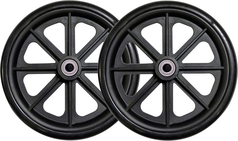Tuffcare Caster Wheel, Hard Rubber Tire, 8" x 1"- 1 9/16" Hub Width; Fits Most Sunrise, Medline, Drive, Invacare, E&J, Guardian, ALCO & Other Manual Wheelchairs (Black, 7/16" Axle, Narrow Hub)One Pair - Image 1
