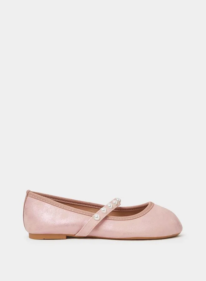 Styli Girls Embellished Strap Slip-On Ballerinas