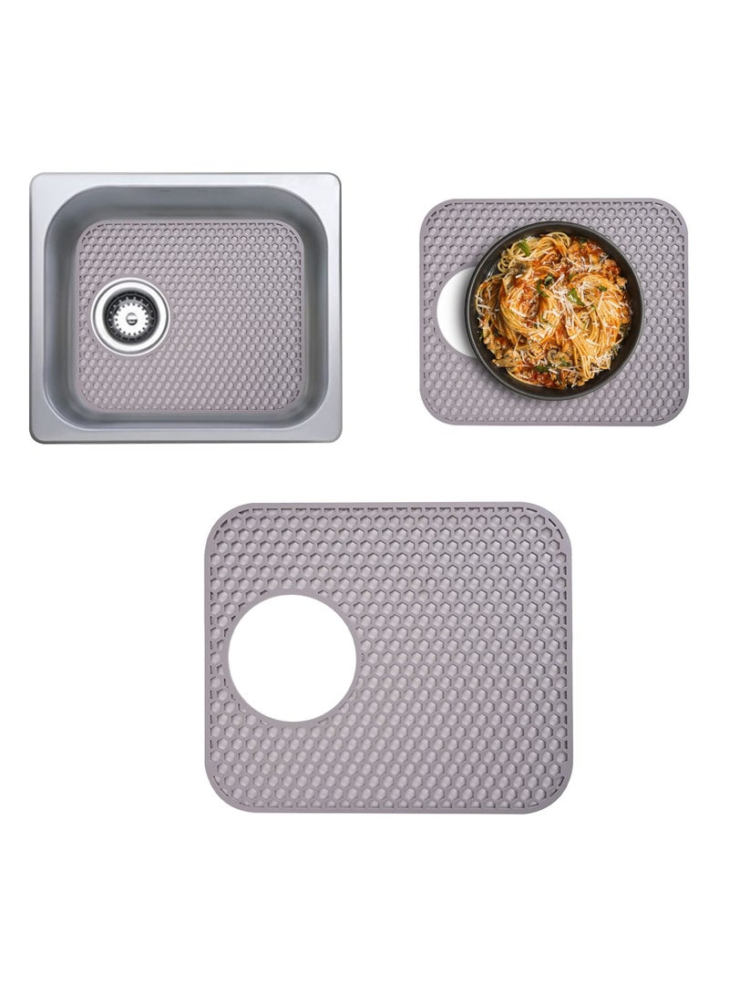 SYOSI Silicone Kitchen Sink Mat, Folding Heat Resistant Non-Slip Sink Protectors, Kitchen Sink Mats Grid Accessory for Stainless Steel Sink, Bathroom Sink, Porcelain Bowl (Grey)  - Image 1