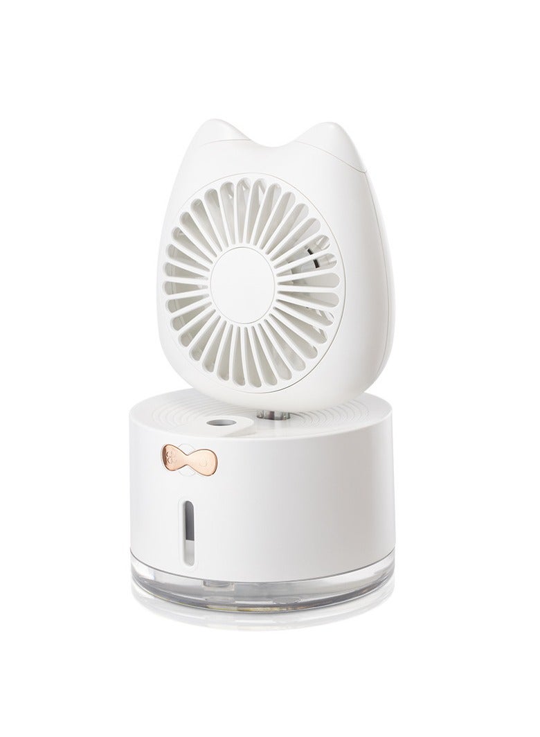 general 3 in 1 Humidifier Desk Fan with Colorful Night Light 3 Wind speeds 2000mAh Rechargeable Cat Shape Mini Fan Cooling Air Condition - Image 1