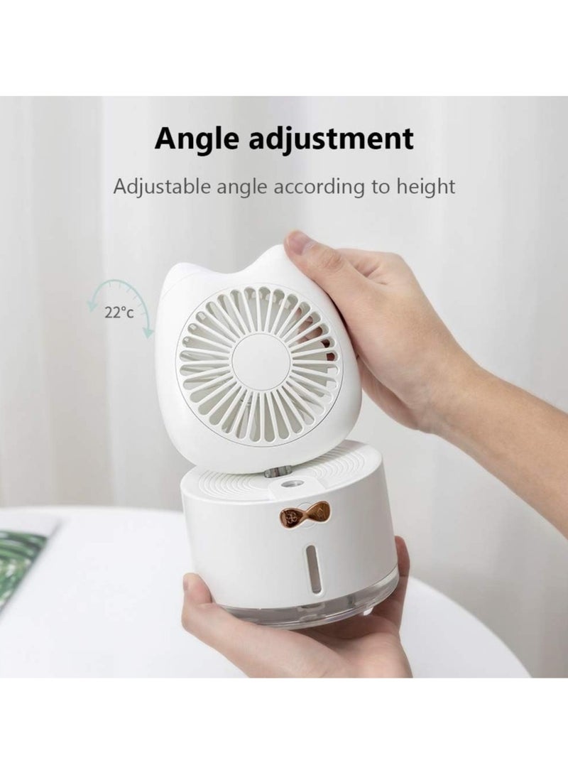 general 3 in 1 Humidifier Desk Fan with Colorful Night Light 3 Wind speeds 2000mAh Rechargeable Cat Shape Mini Fan Cooling Air Condition - Image 3