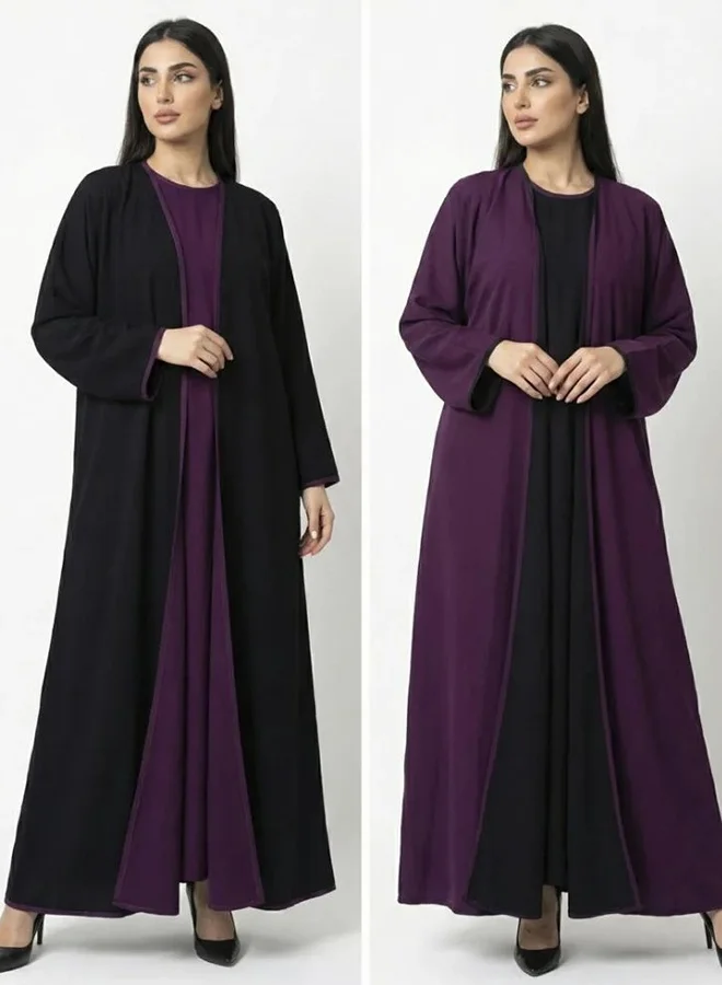 lamha abaya Double-face abaya in black and purple
