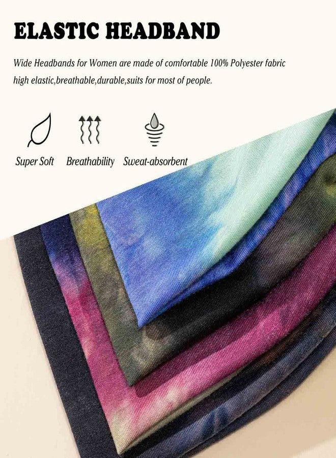 Olbye Wide Tie Dye Headband, Button Headbands for Mask, Non Slip Hairbands for Women, 4Pcs - Image 4