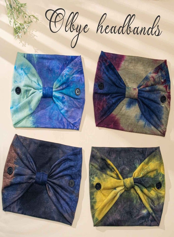 Olbye Wide Tie Dye Headband, Button Headbands for Mask, Non Slip Hairbands for Women, 4Pcs - Image 2
