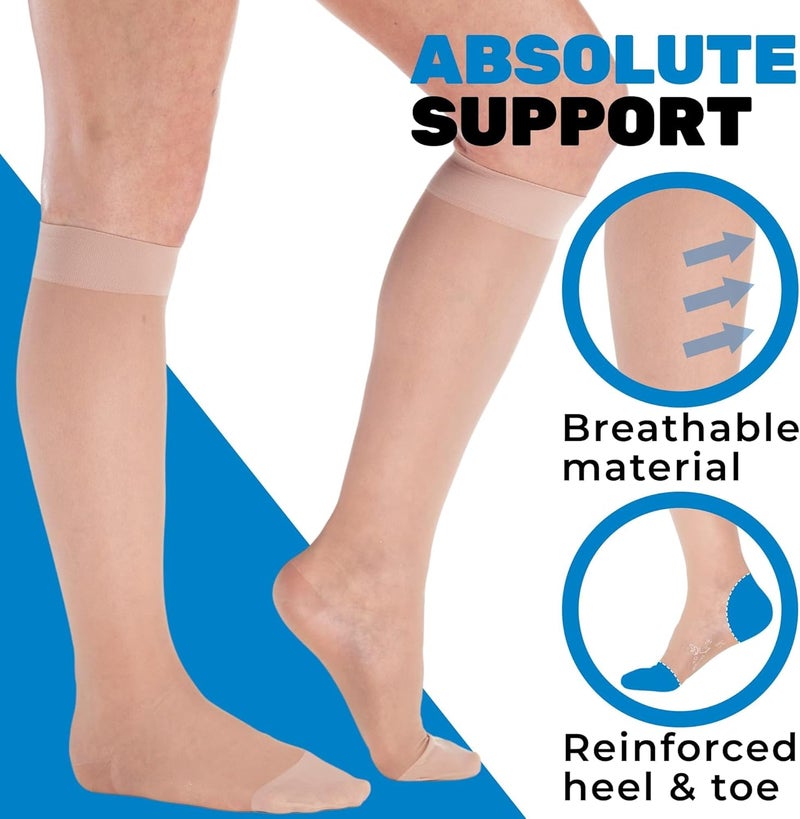 ABSOLUTE SUPPORT Sheer Compression Socks for Women 15-20 mmHg - Knee High Stockings - Image 4