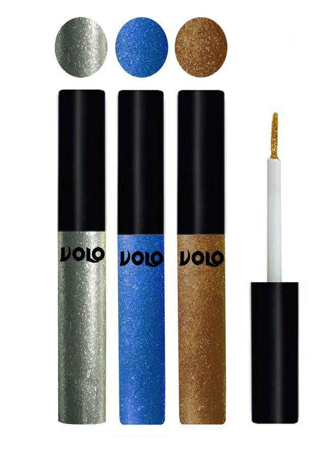 Volo WATERPROOF GLITTER EYE LINER (Entick Silver, Sky Blue, Copper) - Image 3
