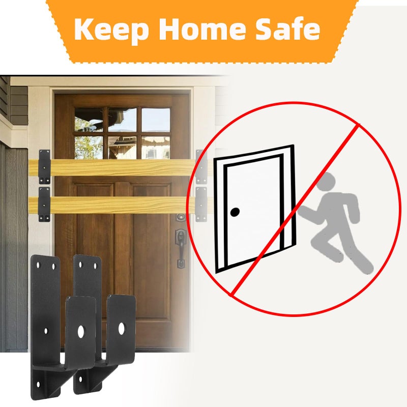 Ohiyoo 8 Pack Door Barricade Brackets 2 X 4 Door Security Bar Heavy Duty Drop Open Bar Holder For Home Security Fits 2 X 4 Lumber Door Brace For Home Security, Black - Image 5
