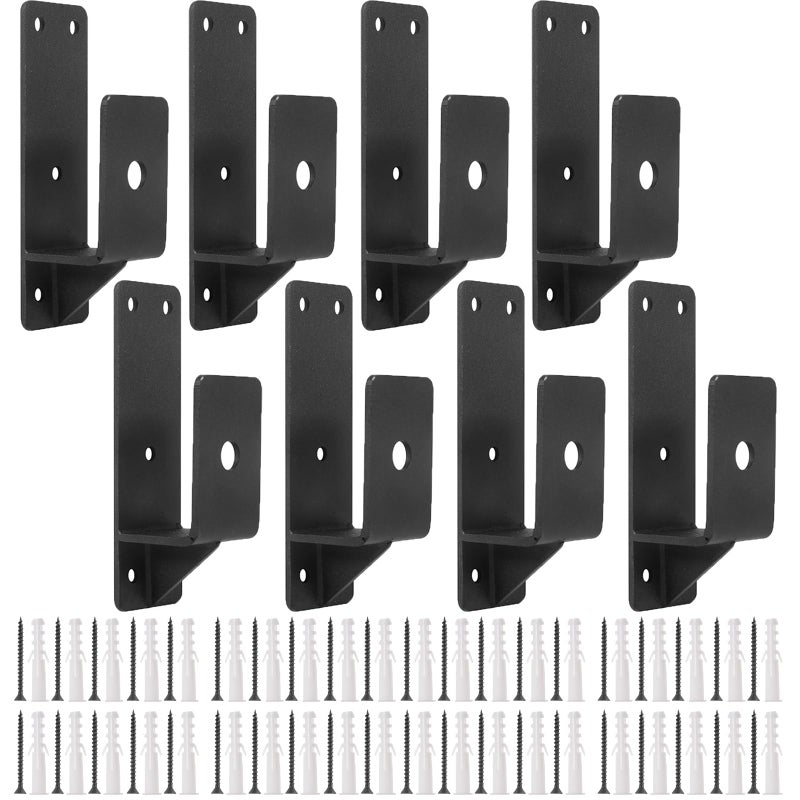Ohiyoo 8 Pack Door Barricade Brackets 2 X 4 Door Security Bar Heavy Duty Drop Open Bar Holder For Home Security Fits 2 X 4 Lumber Door Brace For Home Security, Black - Image 1