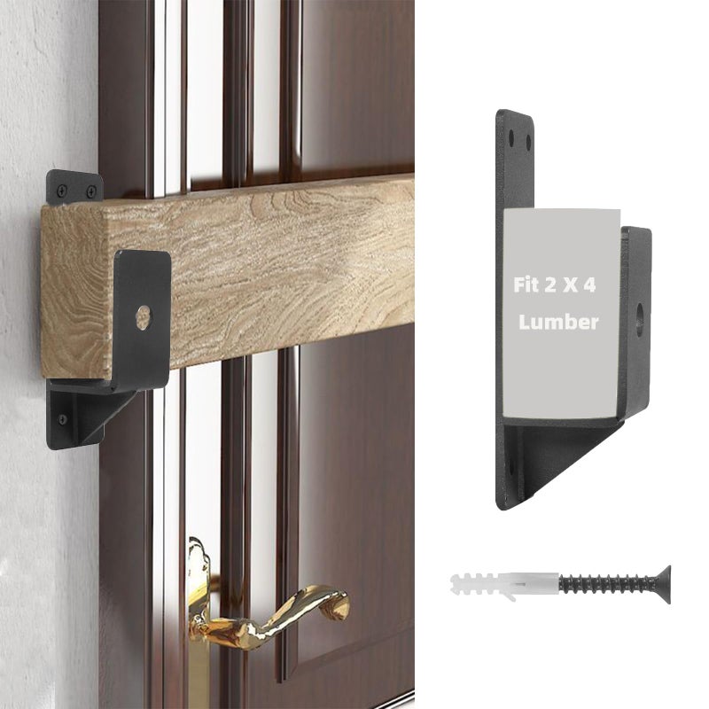 Ohiyoo 8 Pack Door Barricade Brackets 2 X 4 Door Security Bar Heavy Duty Drop Open Bar Holder For Home Security Fits 2 X 4 Lumber Door Brace For Home Security, Black - Image 4