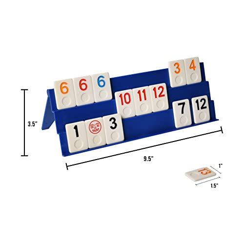 Point Games Classic Rummy Cube Game Full Size, with 3 Tier Foldable Racks and Tiles, in a Super Durable Canvas Travel Bag - Image 5