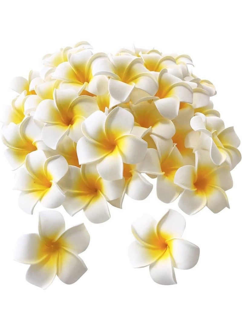 ALEVAN ALEVAN 24 inch Artificial Plumier Rubric Hawaiian Flower Petals Hair Hat Wreath Floral Hawaiian Foam Frangipani Flowers for DIY Home Beach Wedding Party Decoration White 12  - Image 1