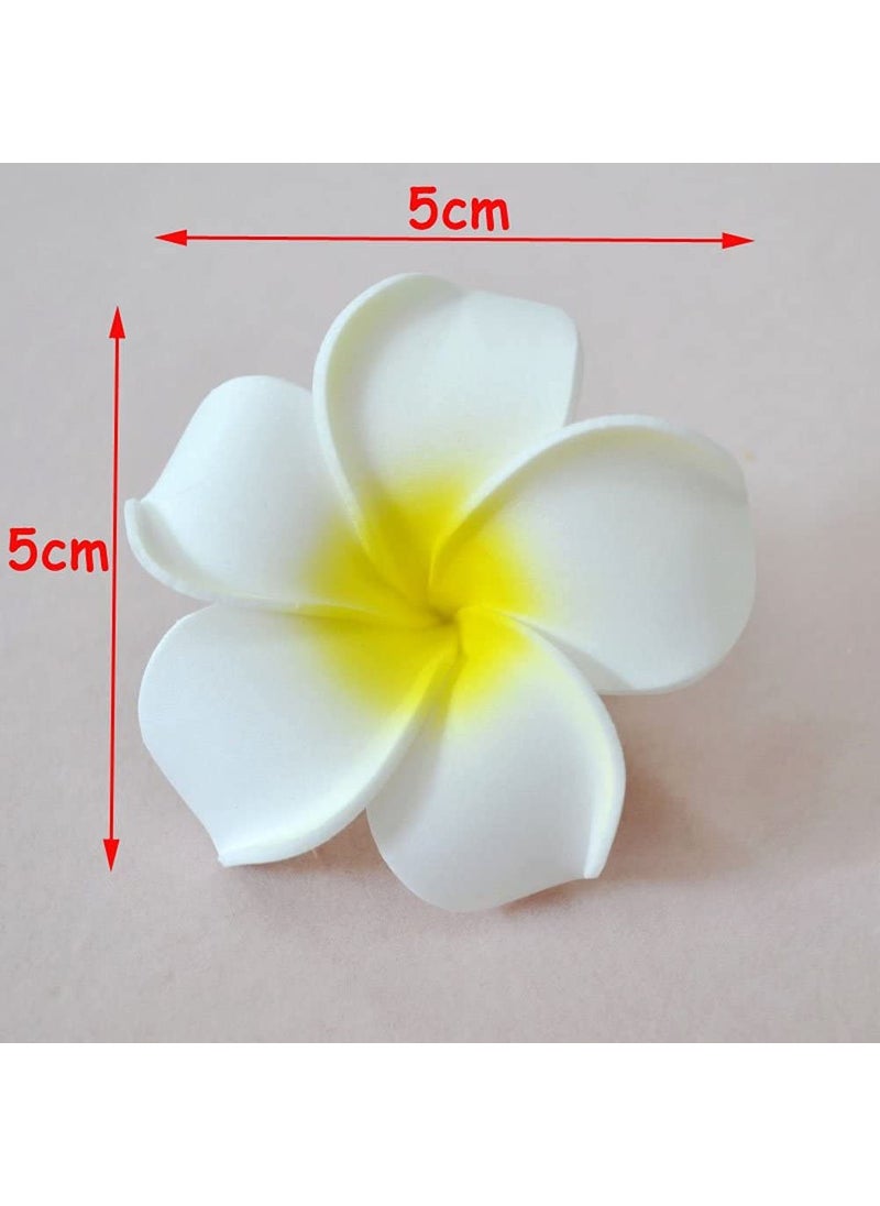 ALEVAN ALEVAN 24 inch Artificial Plumier Rubric Hawaiian Flower Petals Hair Hat Wreath Floral Hawaiian Foam Frangipani Flowers for DIY Home Beach Wedding Party Decoration White 12  - Image 2