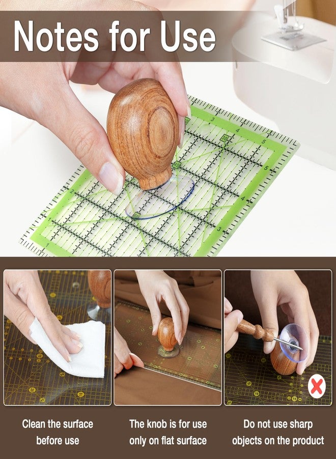 SAVINA Ruler Knob - Wooden Handle with Strong Suction Cup Grip - Comfortable Quilting Ruler Holder for Patchwork, Sewing, Cutting & Crafting Tools for Quilters (1) - Image 5