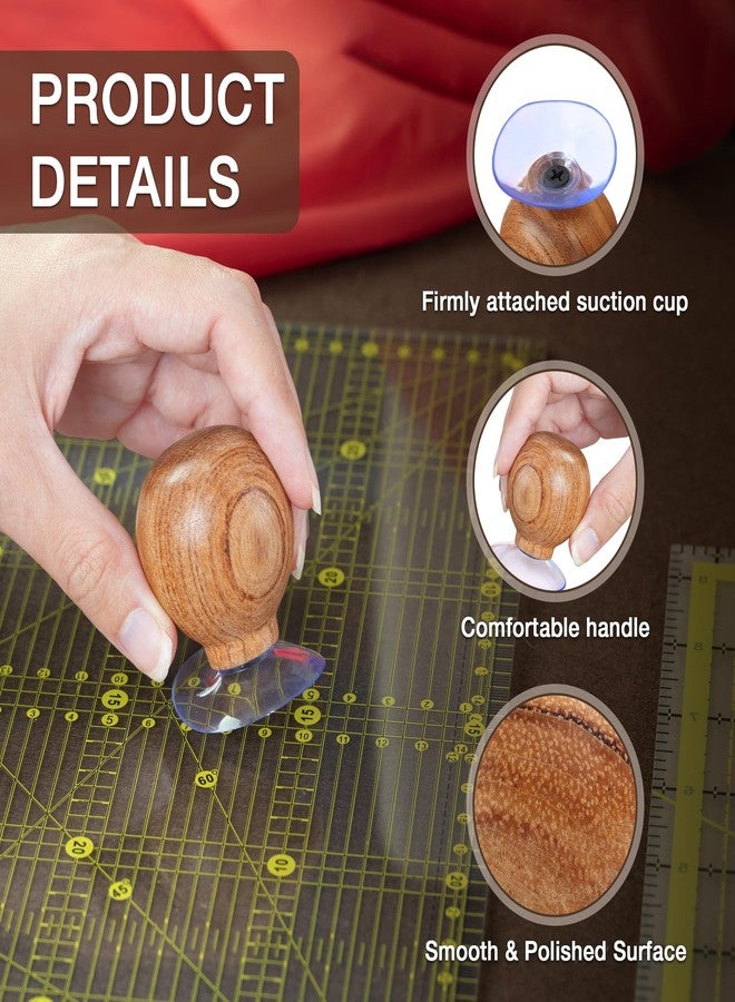 SAVINA Ruler Knob - Wooden Handle with Strong Suction Cup Grip - Comfortable Quilting Ruler Holder for Patchwork, Sewing, Cutting & Crafting Tools for Quilters (1) - Image 3