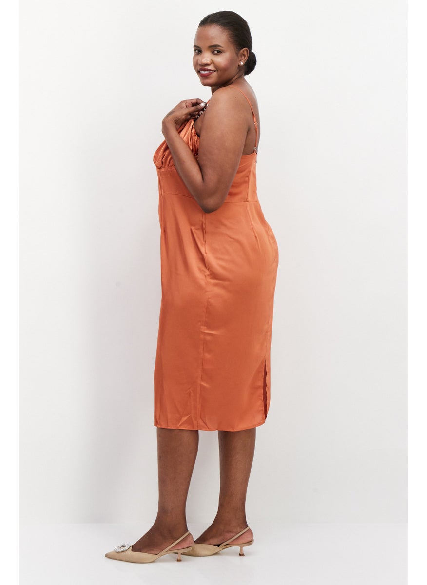 PUBLIC DESIRE Women Ruched Mini Casual Dress, Rust  - Image 3