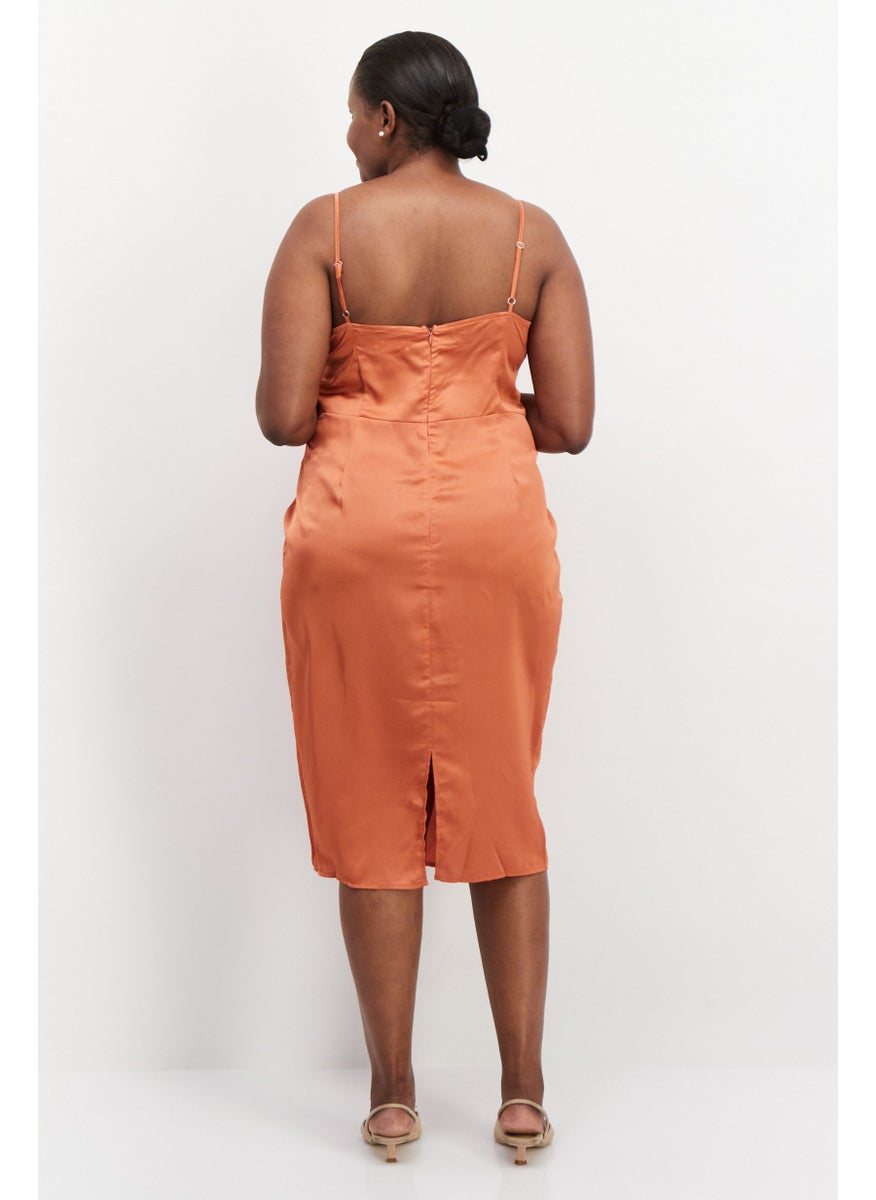 PUBLIC DESIRE Women Ruched Mini Casual Dress, Rust  - Image 4