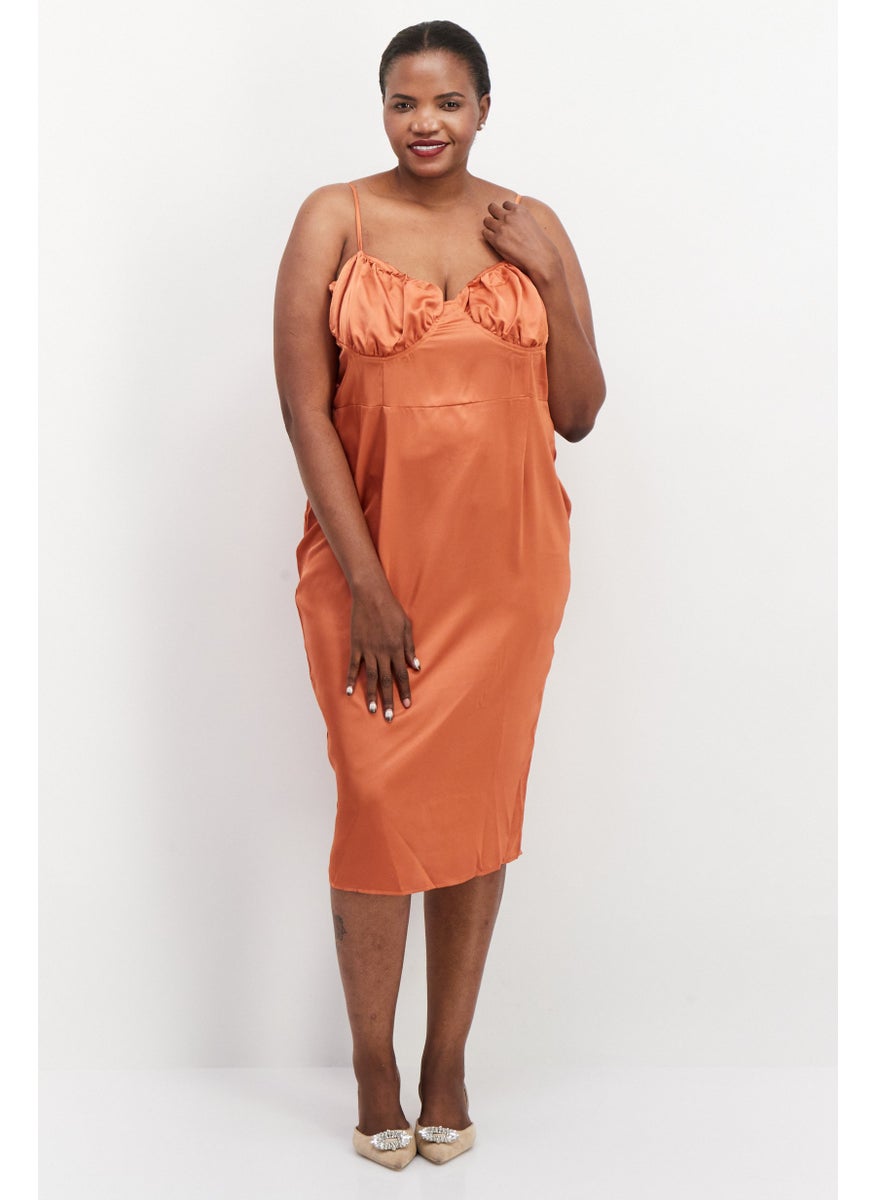 PUBLIC DESIRE Women Ruched Mini Casual Dress, Rust  - Image 1