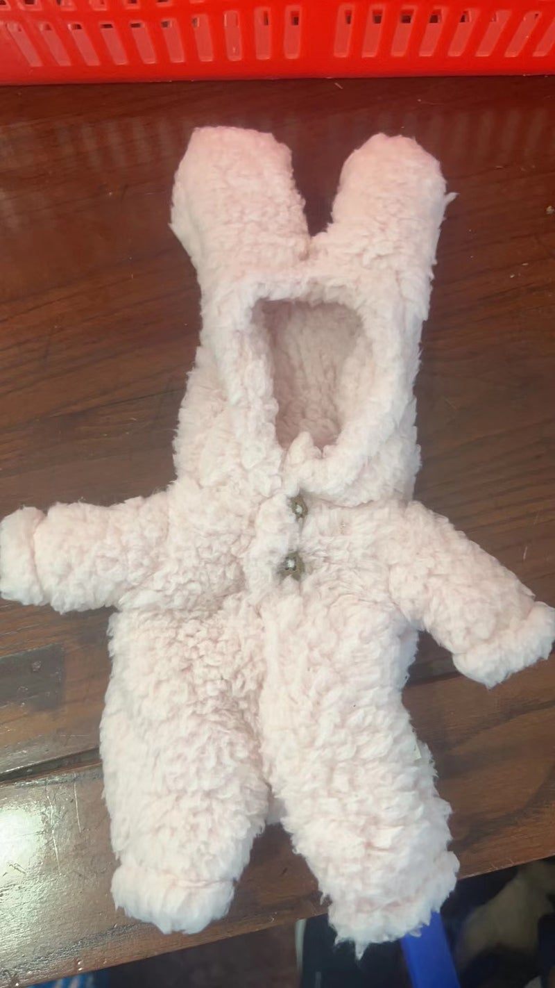 20cm Plush Dog Doll Clothes Set Cotton Sweaters Overalls Pink one-piece jumpsuit 