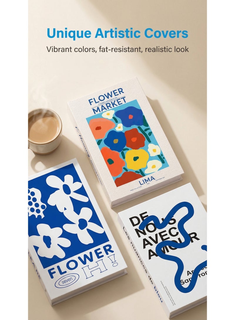 نيبمينينت ثلاثة كتب وهمية عصرية للديكور، بغلف فني لتحسين شكل مكتبة المنزل، مصنوعة من لوح رمادي سميك، مطبوعة بأعلى دقة، ومتصل ببساطة بجودة عالية - Image 5