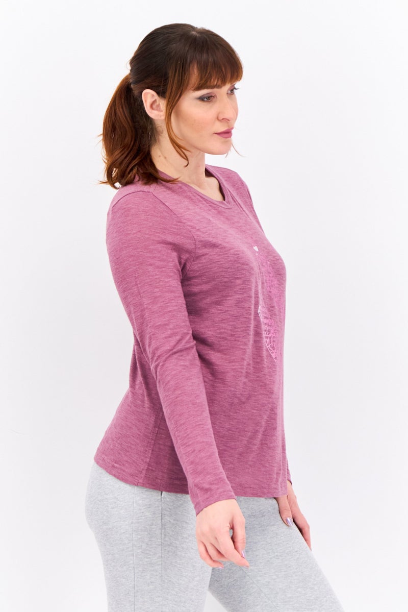 SKECHERS Women Sportswear Fit Long Sleeve Outdoor T-Shirt, Purple - Image 2