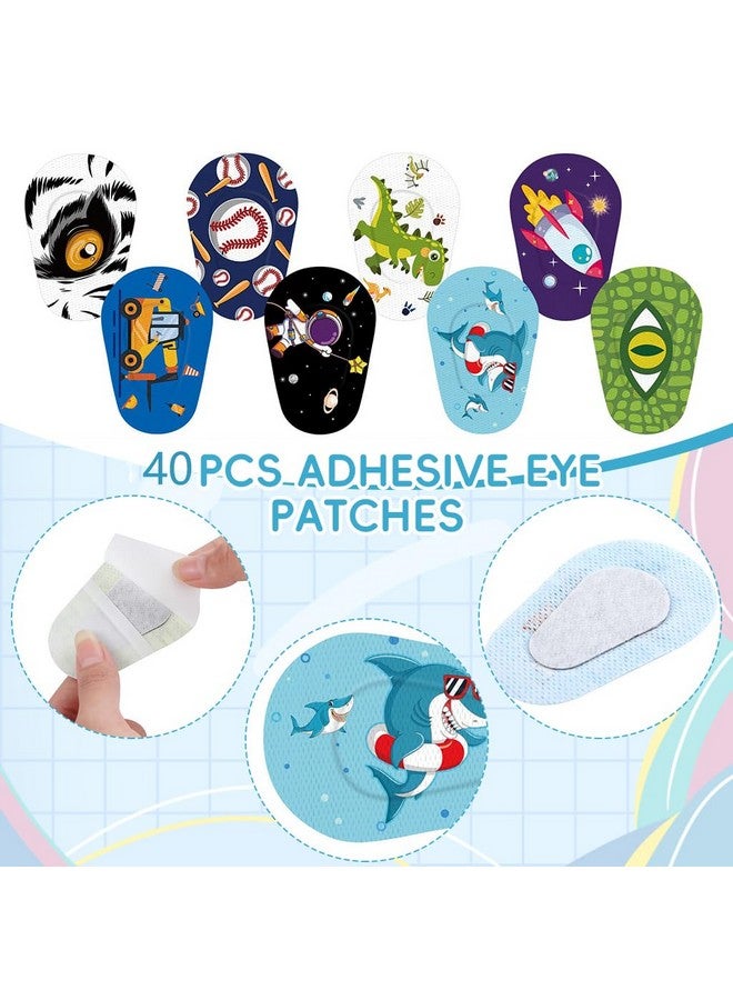 HANNEAÂ® 40 قطعة لاصقات عيون للأطفال، لاصقة قطنية قابلة للتنفس برسوم كرتونية للأطفال بعد الجراحة، لاصقات عيون من قماش غير منسوج لعلاج العين الكسولة، غطاء للعين لتصحيح الرؤية - Image 2