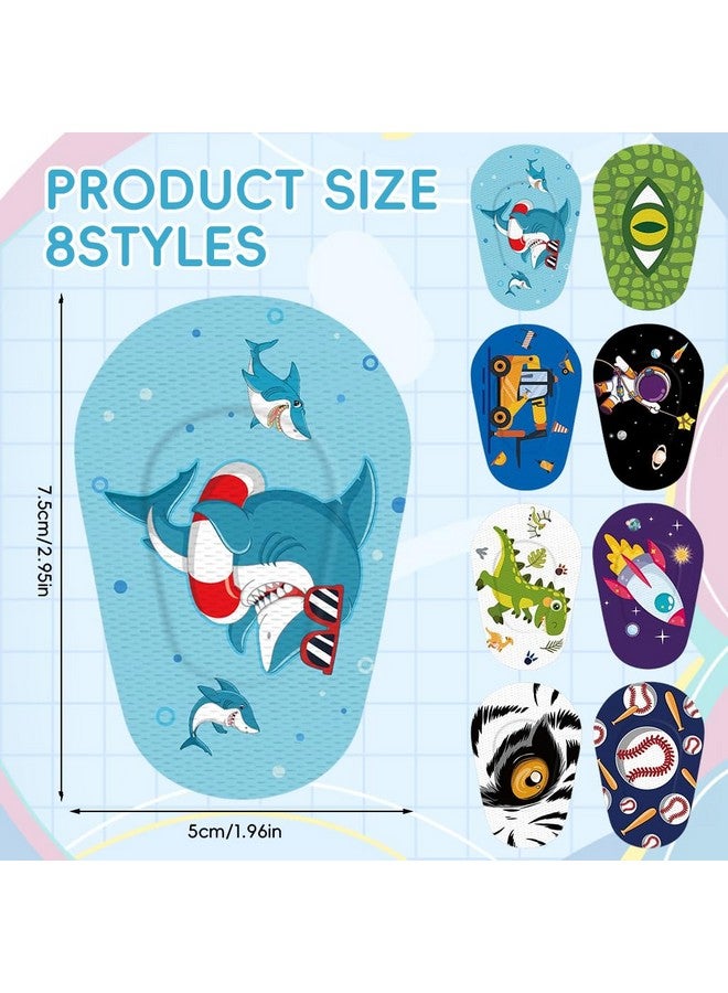 HANNEAÂ® 40 قطعة لاصقات عيون للأطفال، لاصقة قطنية قابلة للتنفس برسوم كرتونية للأطفال بعد الجراحة، لاصقات عيون من قماش غير منسوج لعلاج العين الكسولة، غطاء للعين لتصحيح الرؤية - Image 3