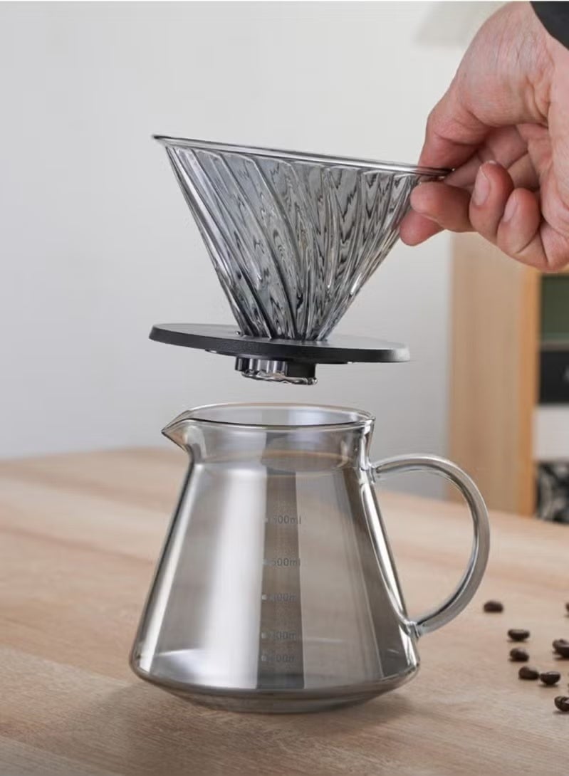 مجموعة ماكينة تحضير القهوة V60 Pour Over سعة 600 مل، طقم إبريق قهوة زجاجي، وعاء قهوة محمول مع فلتر تنقيط - Image 2