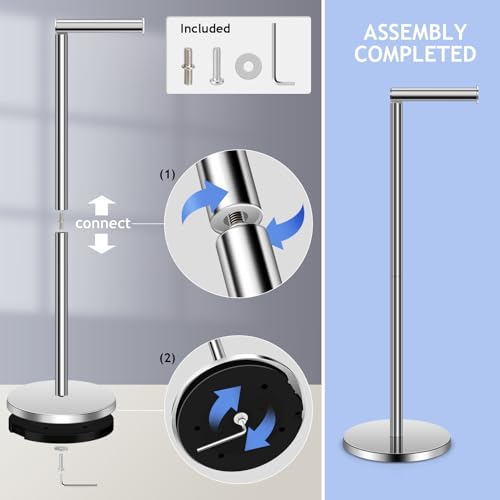TACGEA Toilet Paper Holder Stand, Bathroom Toilet Paper Roll Holder Stainless Steel, Storage for 4 Rolls of Toilet Tissue, Sliver - Image 4