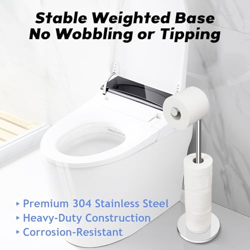 TACGEA Toilet Paper Holder Stand, Bathroom Toilet Paper Roll Holder Stainless Steel, Storage for 4 Rolls of Toilet Tissue, Sliver - Image 5
