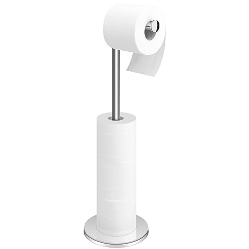TACGEA Toilet Paper Holder Stand, Bathroom Toilet Paper Roll Holder Stainless Steel, Storage for 4 Rolls of Toilet Tissue, Sliver - Image 1