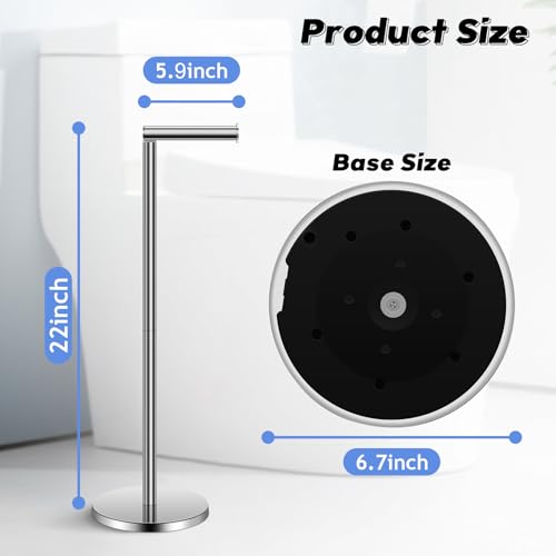 TACGEA Toilet Paper Holder Stand, Bathroom Toilet Paper Roll Holder Stainless Steel, Storage for 4 Rolls of Toilet Tissue, Sliver - Image 2