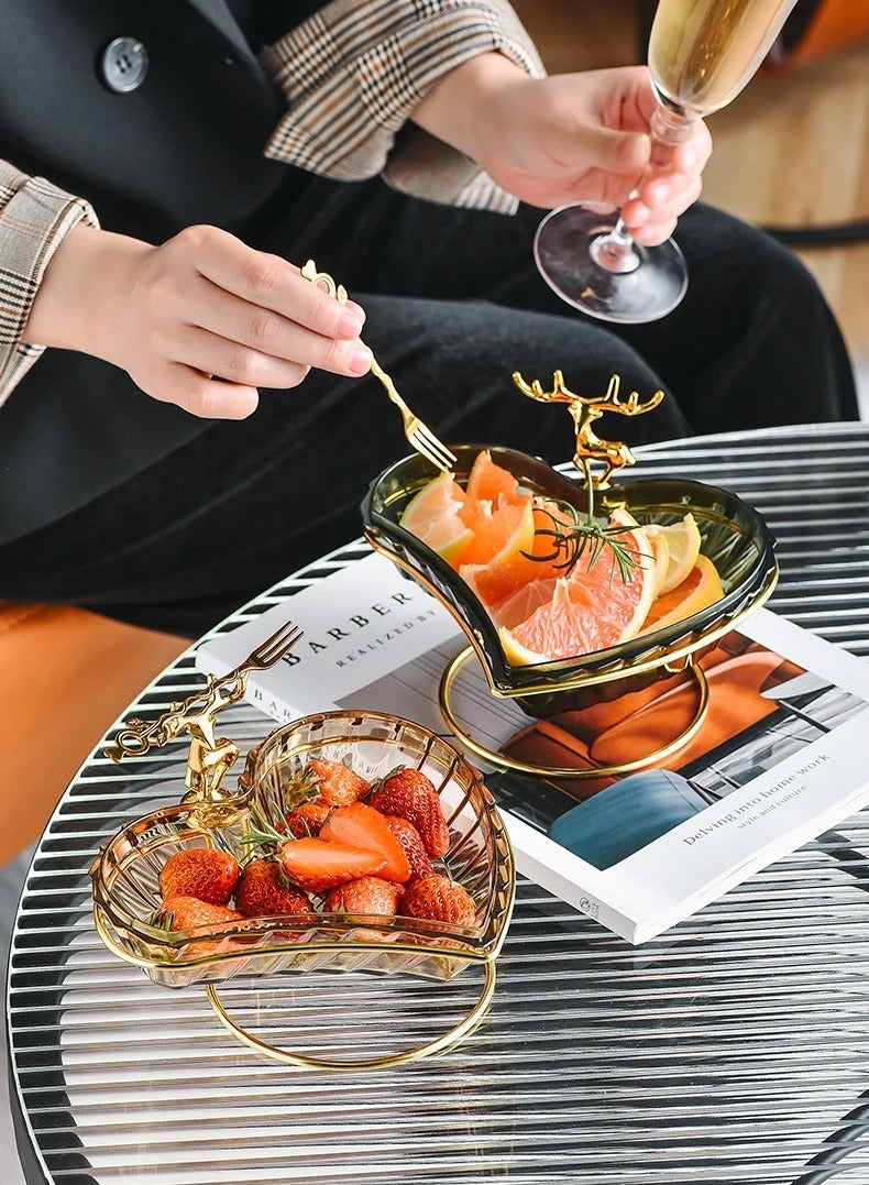 DubaiGallery Heart-Shaped Cookie & Nut Serving Plate with Gold Metal Base, for Fruit & Snack,Candy Plate Dish, Food Tray Container for Table Decor, Home Decor - Image 4