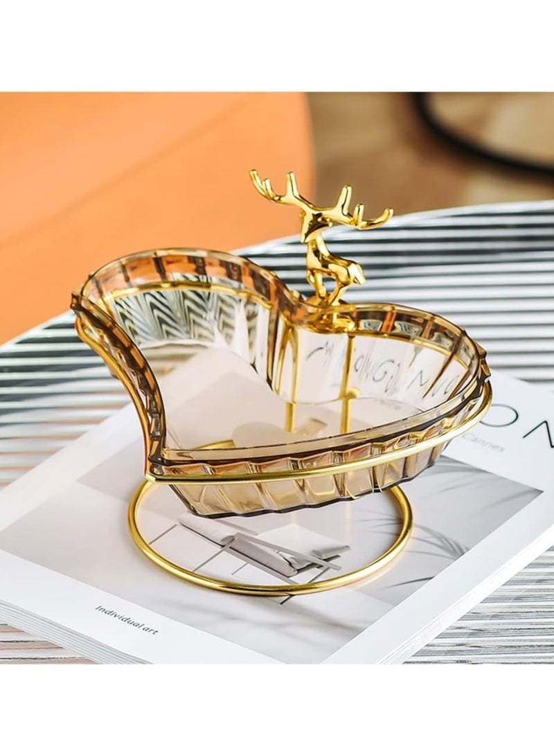 DubaiGallery Heart-Shaped Cookie & Nut Serving Plate with Gold Metal Base, for Fruit & Snack,Candy Plate Dish, Food Tray Container for Table Decor, Home Decor - Image 3