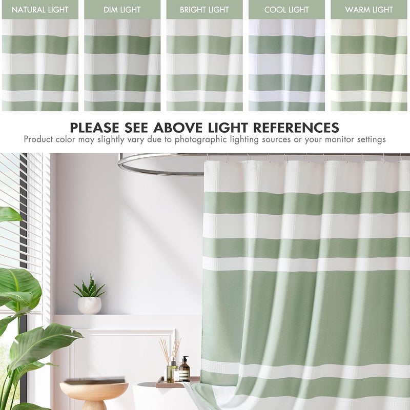 madison park Shower Curtain Spa Waffle Weave Shower Curtain for Bathroom 3M Scotchgard Moisture Management, Spa Quality Modern Shower Curtains for Bathroom, Standard 72x72 Sage Green - Image 4