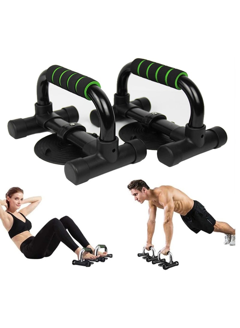 Generic Push Up Bars, Push Up Stands with Suction Cup, Push Up Board with Non-Slip Foam Grips, Sturdy Structure Push Up Bars for Men and Women, Push Up Handles for Floor Workout, Strength Training（Black Green）  - Image 1