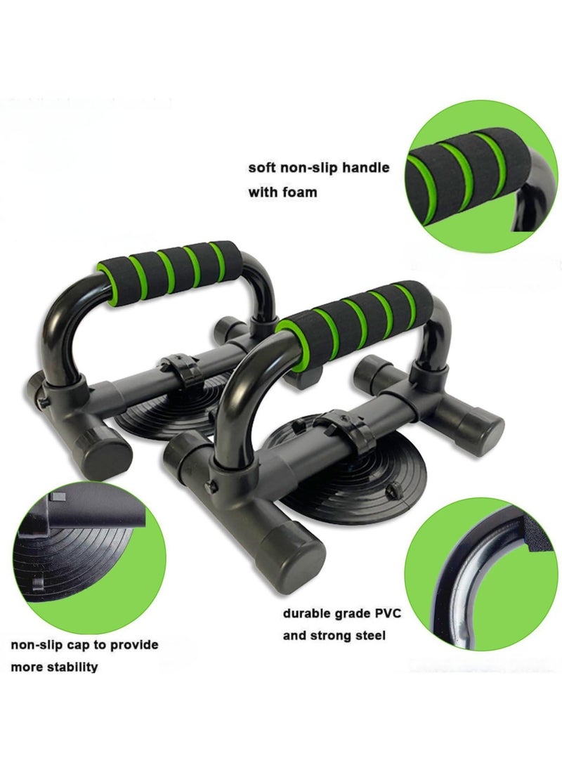 Generic Push Up Bars, Push Up Stands with Suction Cup, Push Up Board with Non-Slip Foam Grips, Sturdy Structure Push Up Bars for Men and Women, Push Up Handles for Floor Workout, Strength Training（Black Green）  - Image 2