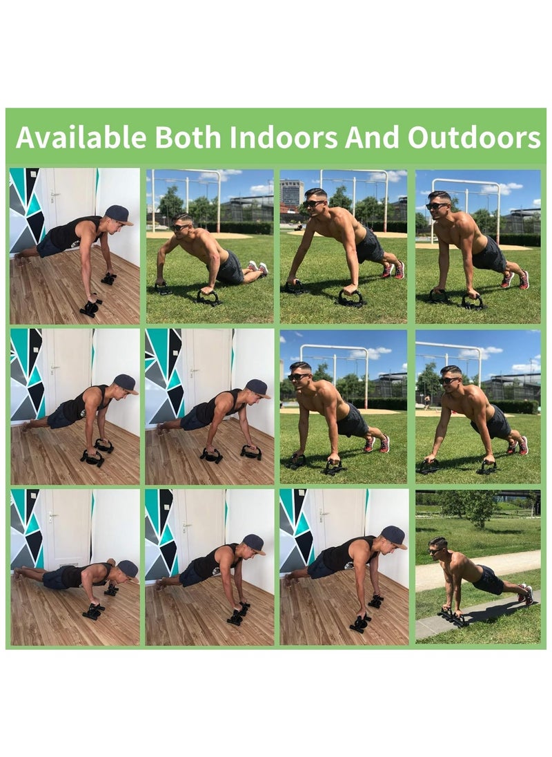 Push Up Bars, Push Up Stands with Suction Cup, Push Up Board with Non-Slip Foam Grips, Sturdy Structure Push Up Bars for Men and Women, Push Up Handles for Floor Workout, Strength Training（Black Green）